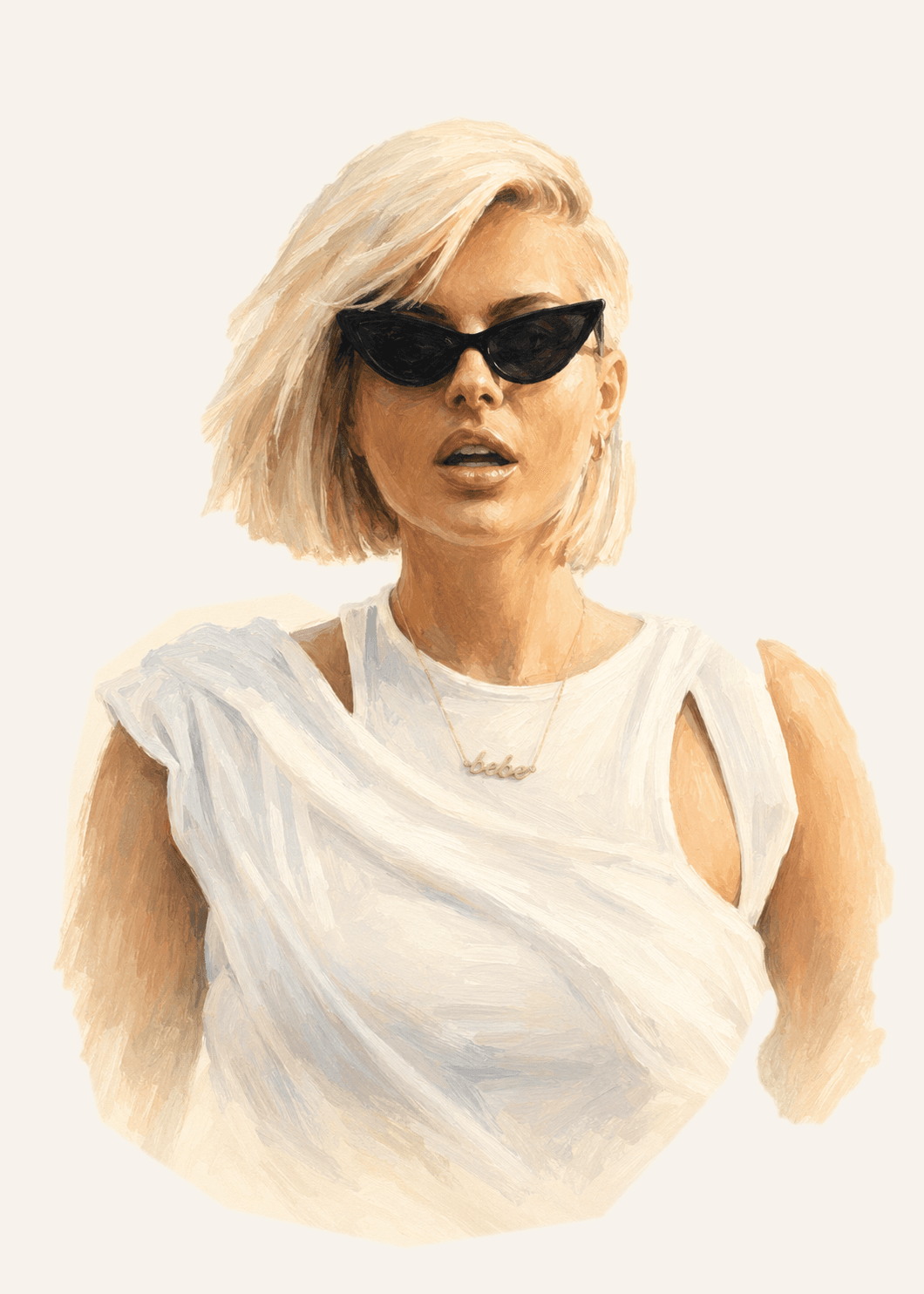 Painted portrait of Bebe Rexha