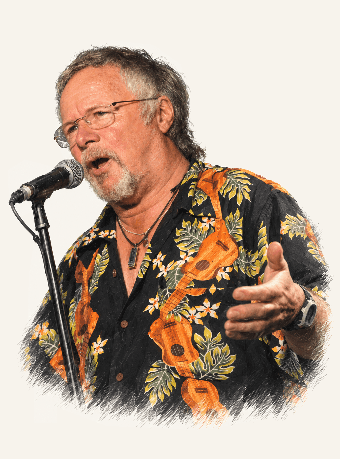 Painted portrait of Bill Oddie