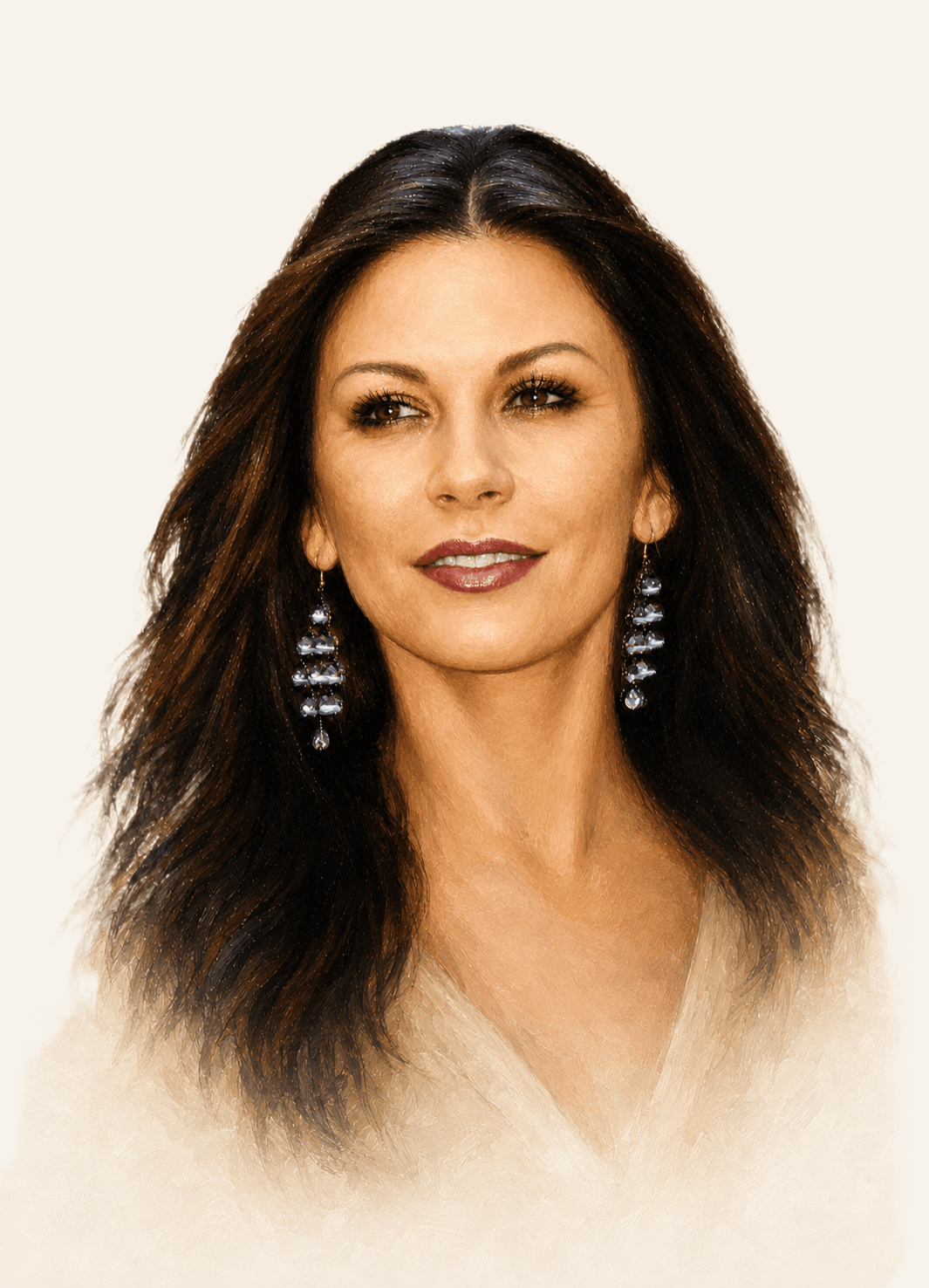 Painted portrait of Catherine Zeta-Jones