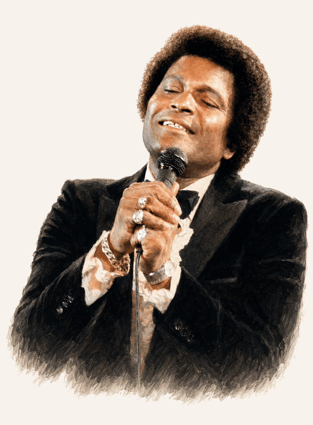 Painted portrait of Charley Pride