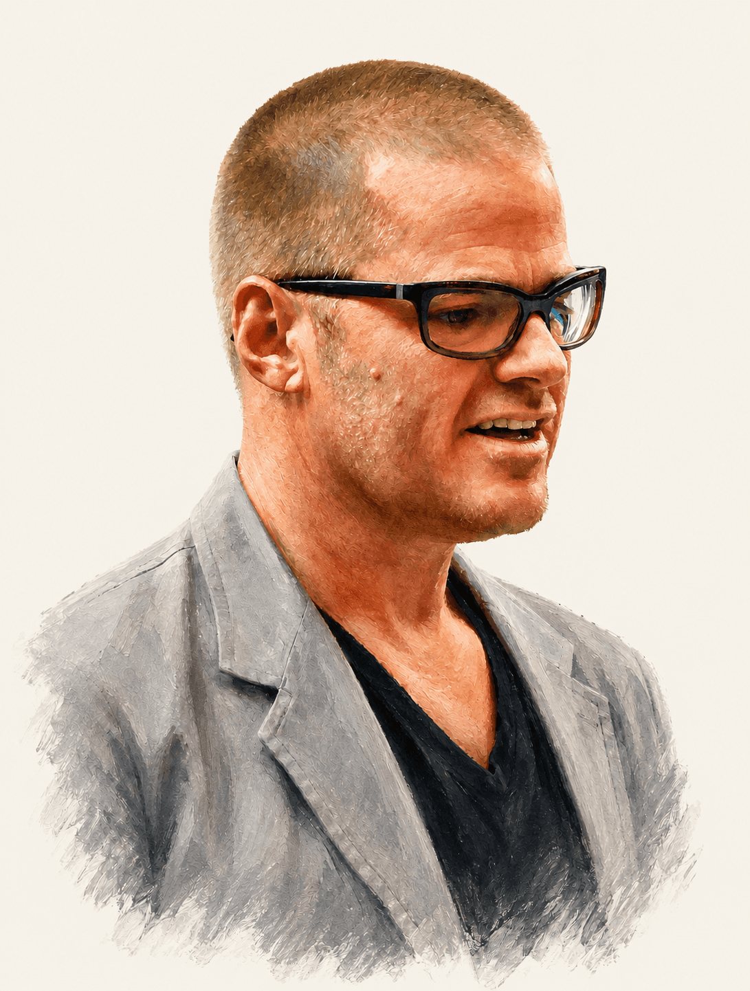 Painted portrait of Heston Blumenthal