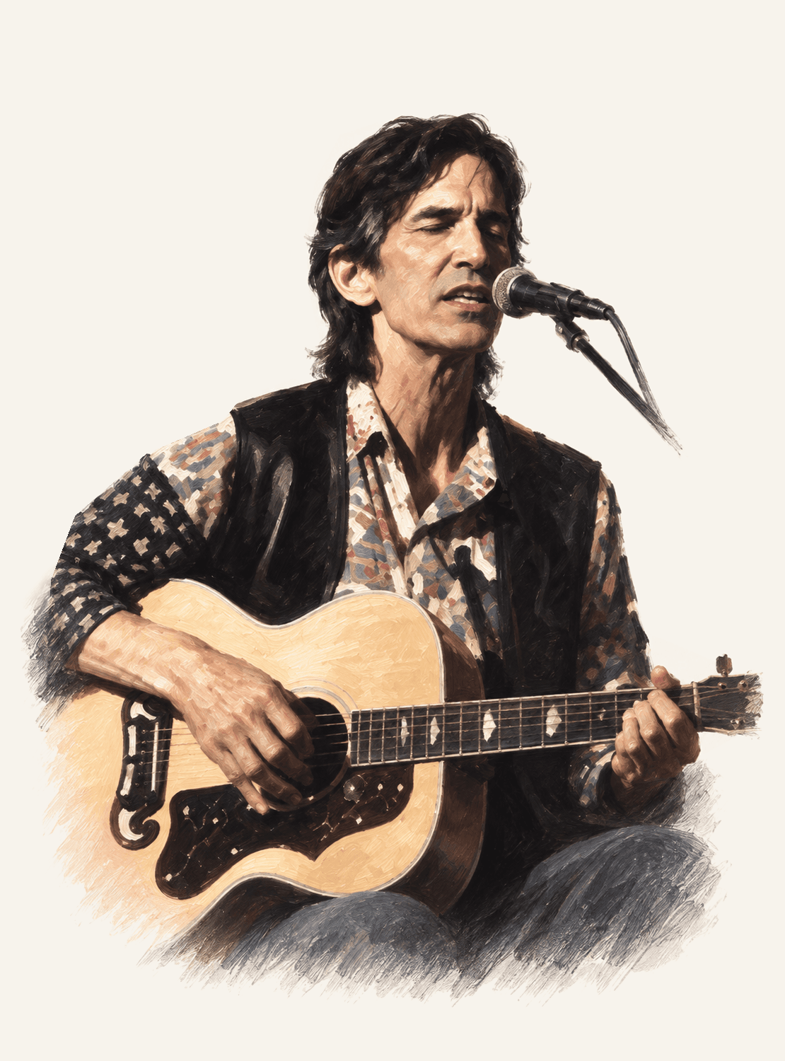 Painted portrait of Townes Van Zandt